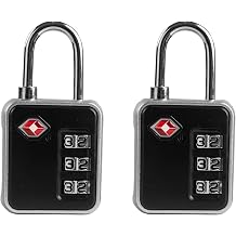 TSA-Approved Combination Padlock - Durable, Resettable, Compact Travel Lock for Luggage, Suitcase, Gym Locker, and More (Black+Black)