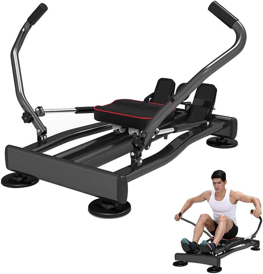 Full Motion Rowing Machine, Indoor Rower w 264 lb Weight Capacity, 360°Flexible Swing Armrest, for Home Fitness Workout