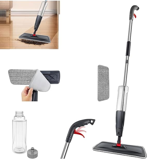 Flash Speed Mop Spray Mop,Microfibre with a Replaceable Pads,Wet&Dry Floor Cleaning Mop Flat Power Mop with 700 ml Tank & 360°Rotatable Head for Household/Laminate Floor Cleaning