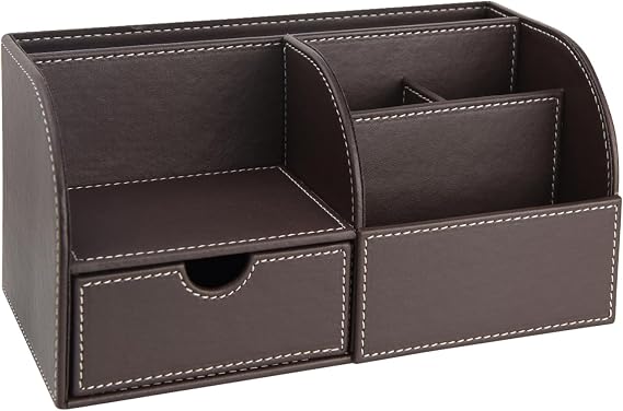 Masaüstü Düzenleyici,Kalemlik,Kumandalık,Küpbloknotluk,Tabletlik,Kitaplık,6 Gözlü,Çekmeceli,Desktop Organizer,Vegan,24,5 * 13 * 12,Kahverengi