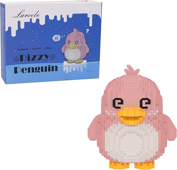 Larcele Micro Building Blocks Animal Set, DIY Mini 3D Building Toy Bricks,1519 Pieces KLJM-07 (Dizzy Penguin)