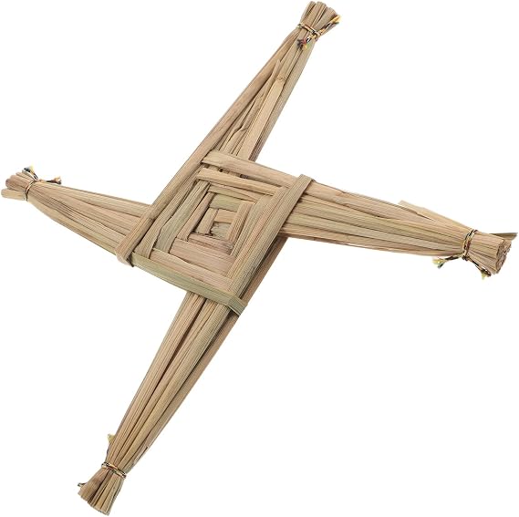COOPHYA Handwoven Irish Straw Cross for Wall and Tabletop Traditional St Brigid S Blessing Cross for Home and Church Altar Rustic Natural Straw Decoration Symbolizing Ireland Heritage