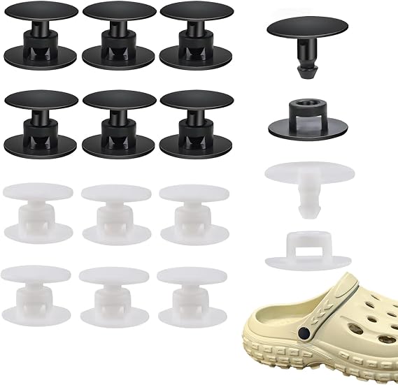 12 Pcs Replacement Rivets Button for Beach Shoe, 6 Black & 6 Wihte Rivet
