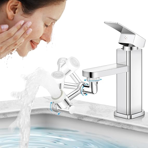 Faucet Extender,1080° Extension Faucet Aerator Large-Angle Rotating Splash Filter Faucet Aerator,Dual-function Swivel Robotic Arm Swivel Sink Aerator Sprayer Head for Kitchen,Eye Washing(3pcs)
