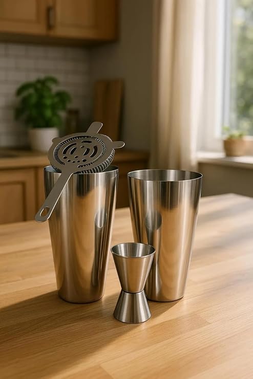 Premium Paslanmaz Çelik Boston Shaker Kokteyl Hazırlama Seti