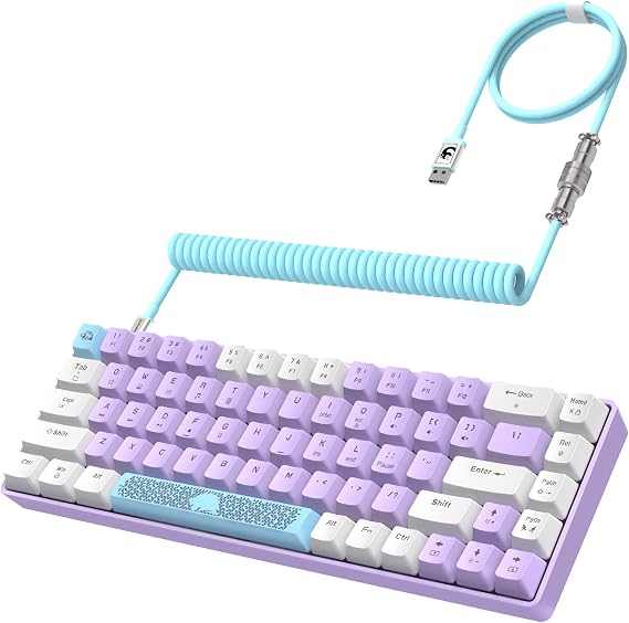 T8 Wired 65% Mechanical Gaming Keyboard with RGB LED Backlit Blue Axis