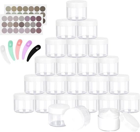 24 Pcs Sample Pots, 20ml Travel Cosmetic Jars with Lids for Women