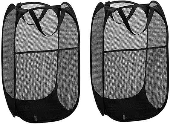 Pop Up Collapsible Laundry Basket with Handles,Washing Basket,Black,2Pack