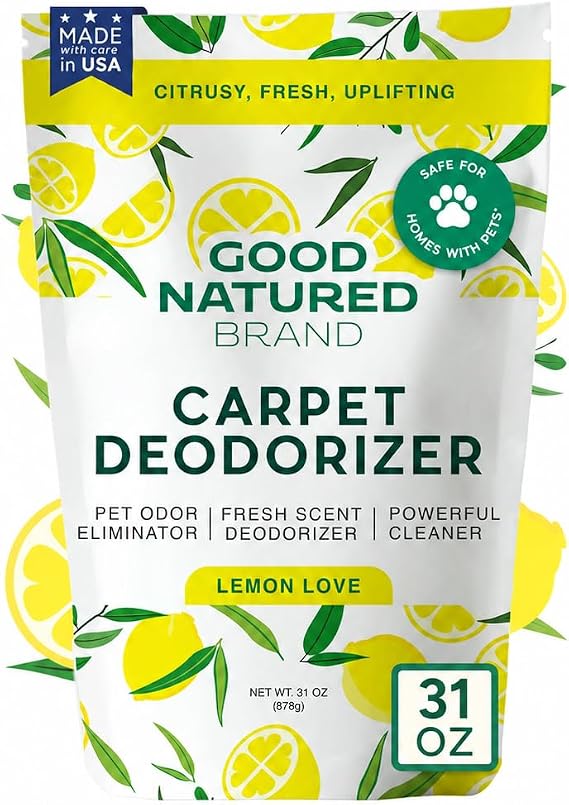 Good Natured Brand | Carpet Freshener & Deodorizer Powder | 31 oz Pet Odor Eliminator | Lemon & Eucalyptus Scent | Safe for Homes with Pets