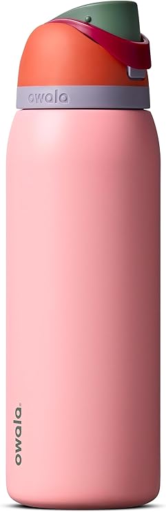 Owala FreeSip Stainless Steel Insulated Water Bottle Straw BPA Free Sports Water Bottle, Perfect for Travel, 1g, Sugar High