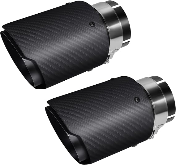 2.5" Exhaust Tips Muffler Stainless Steel and Glossy Carbon Fiber