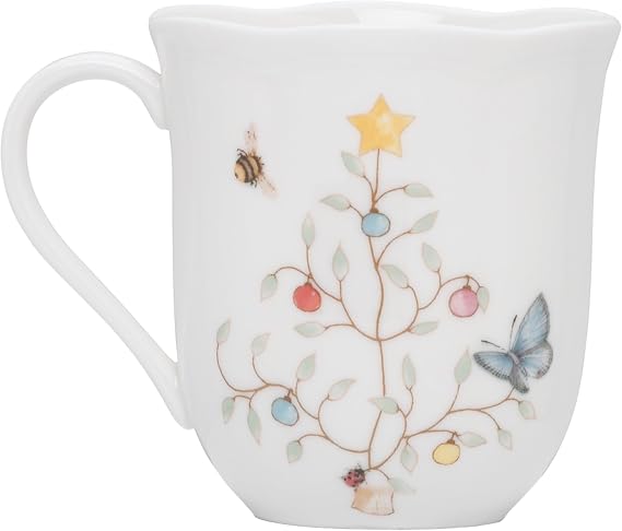 Lenox 810138 Butterfly Meadow Seasonal 4-Piece Mug Set, Christmas Drinkware, Holiday Hosting