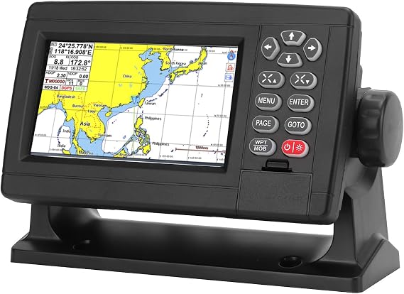 Acouto 5in Marine GPS Chartplotter 5in Color TFT LCD Screen with 480x272 Resolution IP64 GPS Navigator for Boats with Xinuo Map System Wide Voltage DC12-36V
