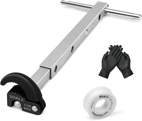 Shall Telescoping Basin Wrench, Adjustable Sink Wrench with 10'' to 17'' Extendable Handle, Full Polished Tap Nut Spanner with 3/8'' to 1-1/4''(10-32 mm) Jaw Capacity for Hard to Reach Spaces