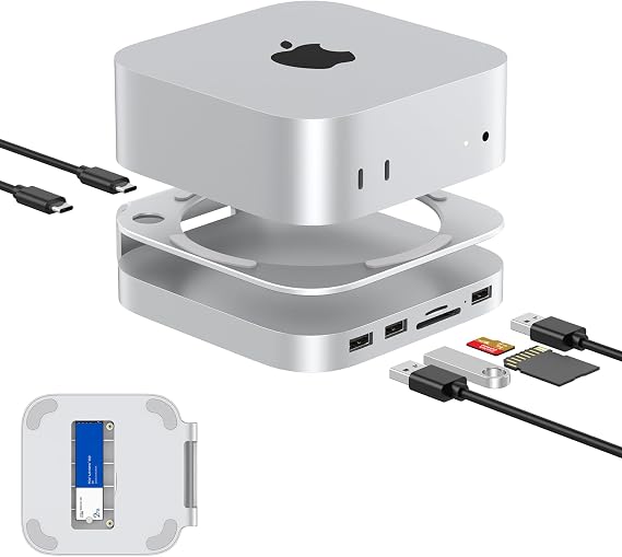 Mac mini M4/M4 Pro,M5 Pro,M6 Dock Stand with NVMe SSD Enclosure, 10Gbps USB