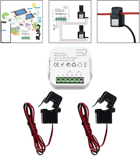 for tuya for zigbee Energy Monitor with for ct Clamp, 1/2 Channel Bidirectional Power Meter for Smart Life App, Real-Time Voltage Current kWh Tracking