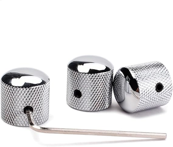4pcs Metal Guitar Knobs Jazz Bass Knobs Volume Control Knobs Guitar Control Knobs Electric Guitar Pedal Knobs Dome Knobs Guitar Silver