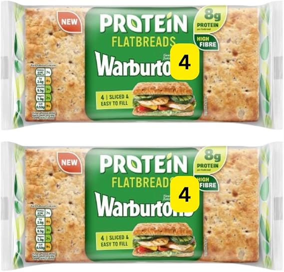 2x4 Protein Sliced Flatbreads Warburton (2 Bags of 4 Flatbreads)
