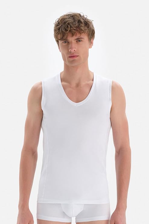 Dagi Erkek D5060 Compact Kolsuz V Yaka T-shirt, Örme