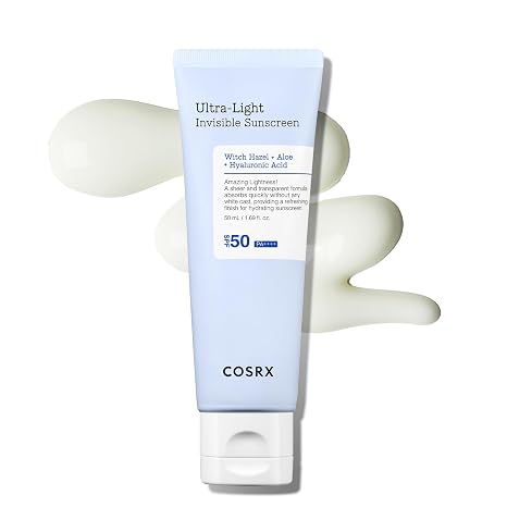 COSRX Ultra Light Invisible Sun Cream SPF 50 Transparent Sun Protection with Hyaluronic Acid No White Veil Non-Greasy Strong UV Protection Sun Care Korean Sunscreen 50 ml