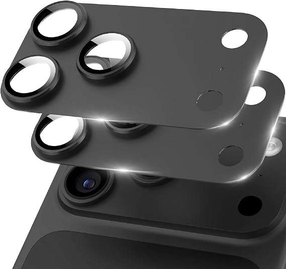 iPhone 17 Pro用 カメラレンズプロテクター チタンブラック+ブラック。