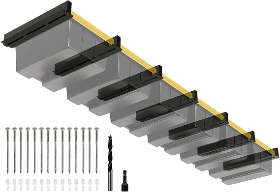 6-bin Overhead Garage Storage Rack, Ceiling Storage Racks Heavy Duty, Powder Coated Tote Storage Rack for Garages, Sheds, Storerooms (7 PCS, for 6