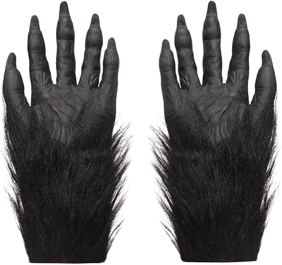 Werewolf Gloves Halloween Animal Paw Gloves Horror Gloves Wolf Furry Gloves Fancy Dress Aaccessory Cosplay Gloves Halloween Bloody Monster Gloves Hairy Hands Gloves for Carnival Christmas