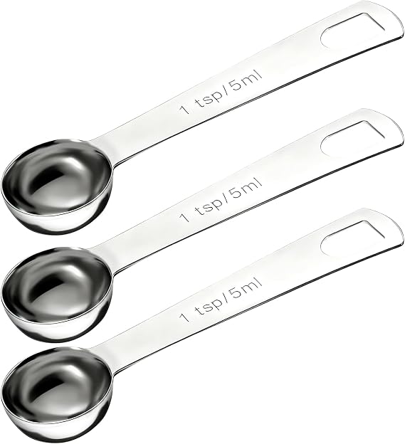 3 PCS Teaspoon Measuring Spoons, 5 Ml Measuring Spoons, Stainless Steel 1 Teaspoon Scoop, 1/3 Tablespoon Measuring Spoon, Short Handle for Precise Cooking, Baking and Spices Measurement