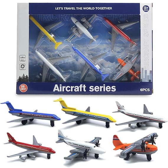 Airplane Toys, 6PCS Pull Back Aeroplane Toys Diecast Aircraft Plane Models Toy Plane Set Cake Toppers Kids' Play Airplanes Toy Airplane Cake Decoration for Kids Birthday Gift