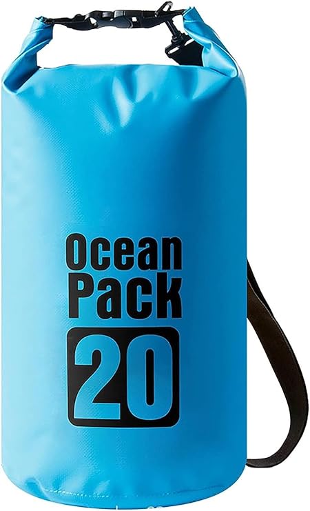 LATERN Waterproof Dry Bag, 20L PVC Dry Sack Backpack Bag 100% Waterproof with Double Adjustable Shoulder Strap for Kayaking Rafting Boating Hiking Camping Travel Fishing Swimming (Blue)