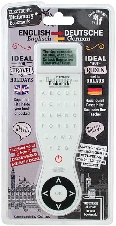 Electronic Dictionary Bookmark-German-English,White