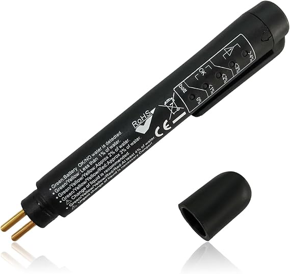 ブレーキフルード液体テスターペン、油圧液体液体オイル水分計、5つのledインジケーター付き、dot 3 Dot 4 Dot 5.1用オートブレーキフルード含有量検出器、カーアクセサリー
