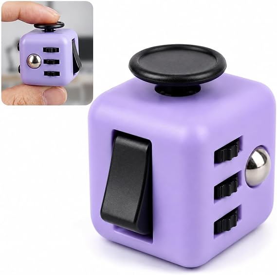 Fidget Cube   6 Sided Purple Sensory Toy   Portable Desk Gadget
