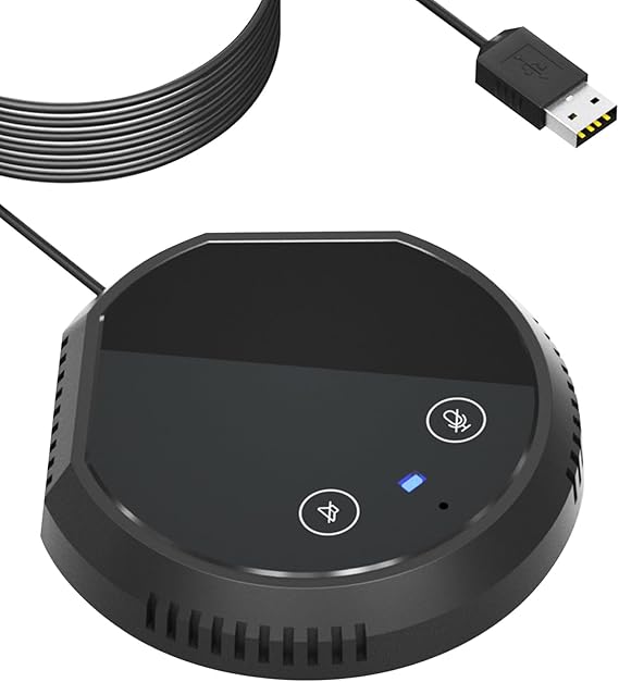 Desktop USB Conference Speakerphone 360° Omnidirectional Microphone Clear Sound Support BT Speaker Mac Laptop (USB&Touch button&speaker)