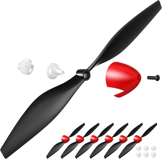 Riakrum Yedek RC Uçak Pervanesi RC Uçak Karbon Fiber Burun Konisi Tr-p51 Rc Düzlem ile Uyumlu 4 Kanallı Uzaktan Kumandalı Uçak Pervane Tasarruflu ve Adaptörlü (6 Set)