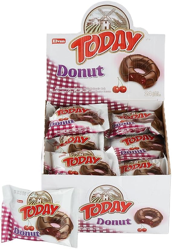 Elvan Today Donut Kek Vişneli 35Gr. 24 Adet (1 Kutu)
