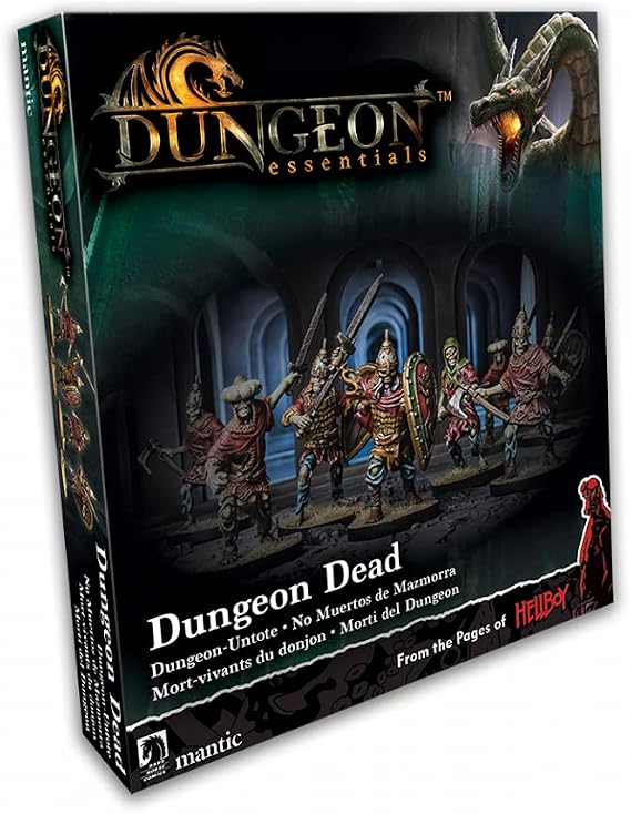 Mantic Dungeon Essentials: Dungeon Dead - Tabletop Game - Grey Plastic Miniatures - 10 Miniatures, Rulebook - Age 18+
