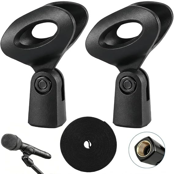 2 Pack Adjustable Microphone Clip Universal Microphone Holder