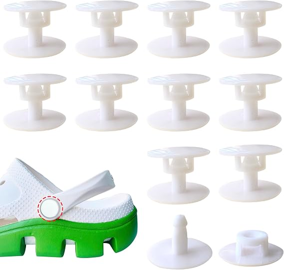 Lopau 10 Sets White Strap Button Rivets for Croc Clogs, Shoe Repair Kit