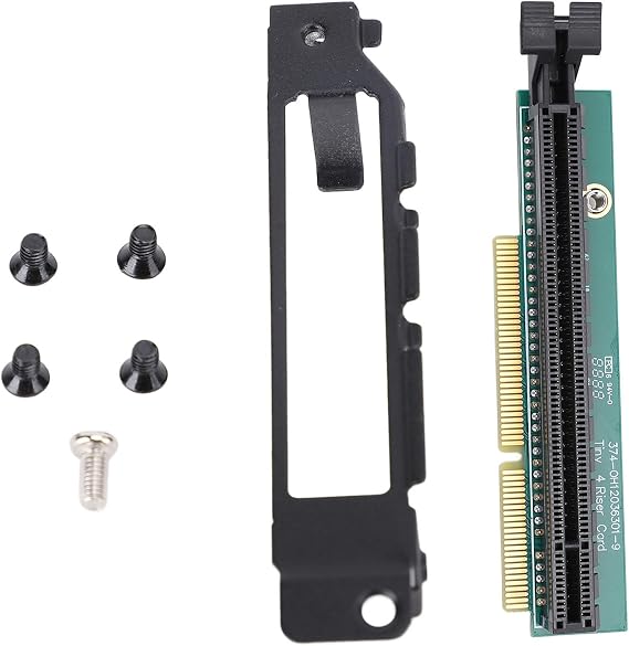 PCI E 16X Riser Card Adapter, Tiny 4 PCIE16 Riser for LENOVO ThinkCentre M910Q M910X M710Q P320 01AJ902, 01AJ902 Network Adapter Card Replacement (With Back Plate)