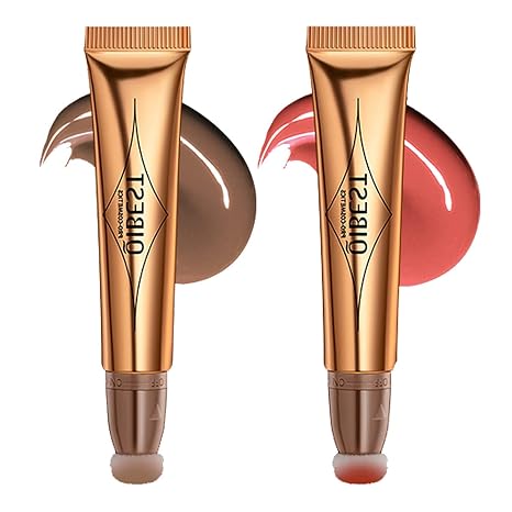 Flüssige Kontur Beauty Wand Gesichts Highlighter und Bronze Stick mit Kissen Applicator befestigt Schimmer lange anhaltende seidige Creme Gesicht Highlighter Bronze Make-up Stick #2PCS (01-03)
