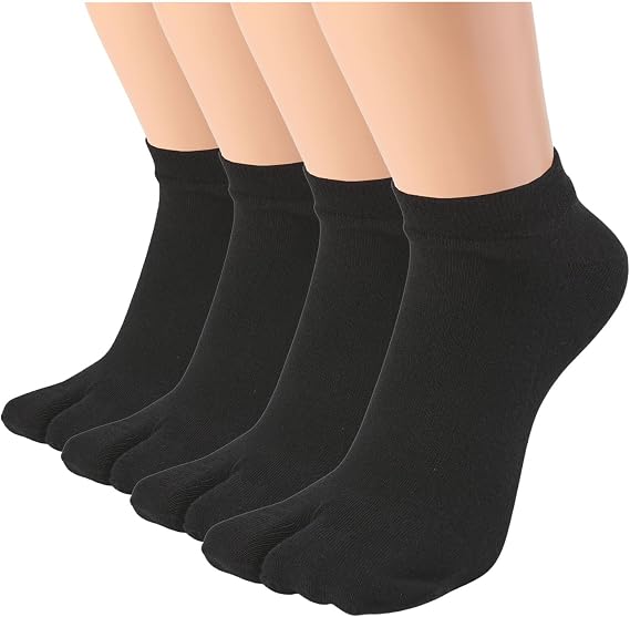 Tabi Socks, Split Toe Flip Flop Socks High Crew for Men and Women Cotton Pack of 4