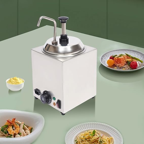 Chocolate Melt Pot Cheese Heater Melting Machine 2.5L Hot Fudge Jam Sauce Dispenser With Press Pump For Heating, Melting, Warming