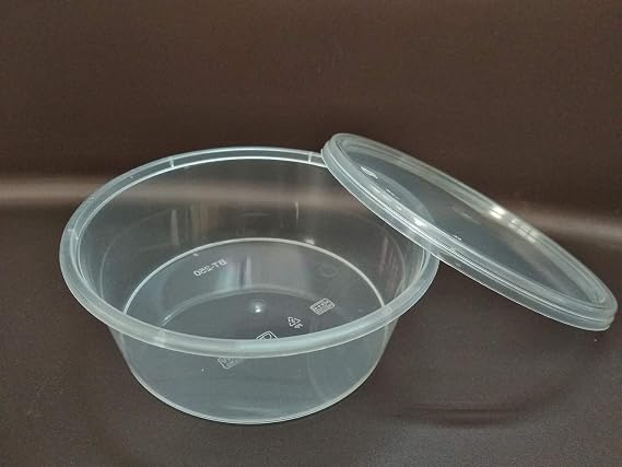 Unbekannt 50 x Round Clear Plastic Jars Containers with Matching Lids Microwave Safe Food Safe Travel 250ml