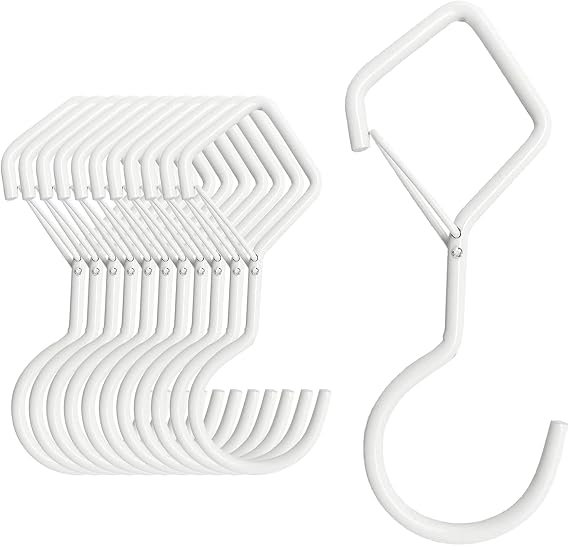 MOGADEE Alloy Steel S-hooks (Pack of 10, White, 10 cm, 20 kg Capacity)