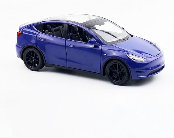 Model Y 1:32 Model Car Toy Car with Light & Music Pull Back Function Alloy Die-Cast Ideal for Children from 3 Years & Collectors (Blue)
