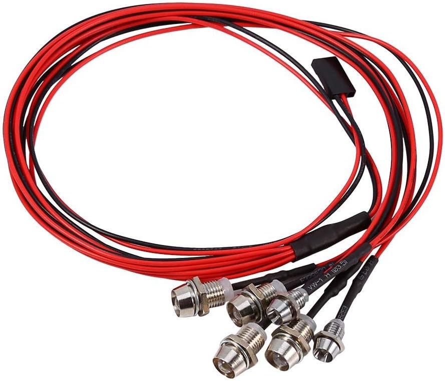 RC LED Light Kit, 6 LEDs 3-7V Light Set Headlight Taillight for 110 RC Model Car Truck 5mm3mm Diameter LED
