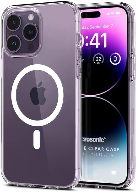 Microsonic Kılıf Apple iPhone 15 Pro Max için MagSafe Clear Soft Şeffaf [iPhone 15 Pro Max ile Uyumlu Kılıf - Şeffaf]