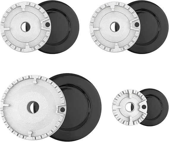 8Pcs Gas Stove Burner Cap, Oven Cooker Hob Gas Burner Crown & Flame Cap Kit, Upgraded Gas Burner for Most Gas Stove Burners, 55mm 75mm 100mm Stove Lid Kit (8) [Energy Class A]