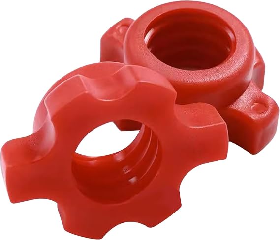 2PCS Spinlock Collars, Dumbbell Nuts Red Spinlock Collar Screw Dumbbell Hex Nut Dumbbell Rod Nut Dumbbell Accessory for Dumbell Weight Lifting Fitness Training